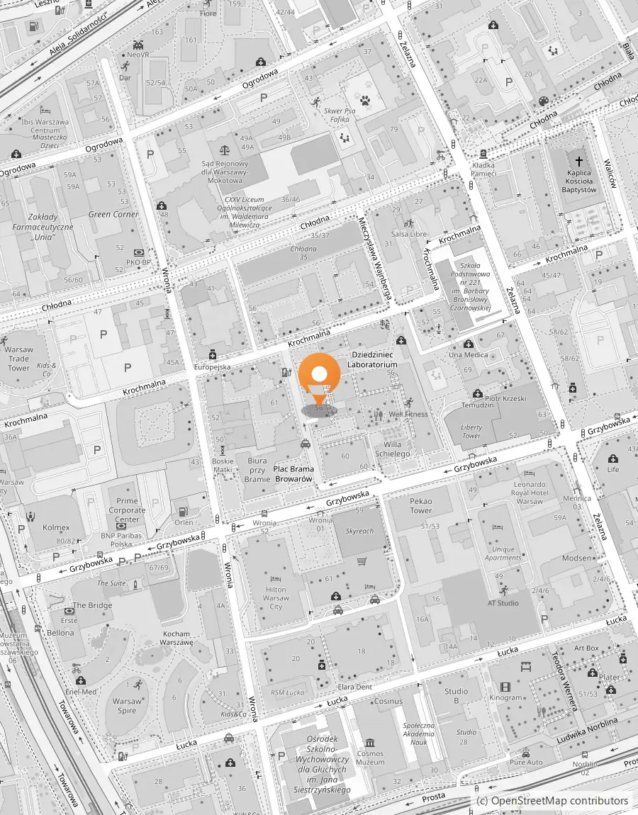 Mapa dojazdu - ADN Centrum Konferencyjne, ul. Grzybowska 56, Warszawa